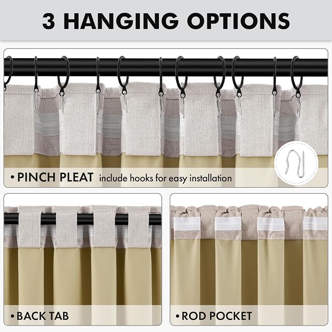 MIULEE 100% Blackout Linen Curtains for Bedroom 70 x 84 Inch Ivory 2 Panels | Thermal Insulated, Room Darkening Drapes for Living Room, Back Tab Rod Pocket Pinch Pleated, Solid Luxury Decor