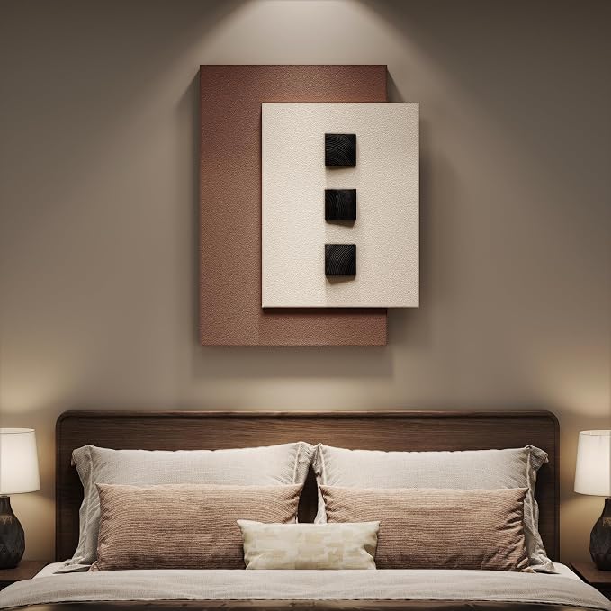 Cuspin Modern Minimalist 3D Wood Wall Art for Living Room, 28x36 In | Beige brown textured wall art, Artworks with wooden blocks, Bedroom dining room hallway office wall decor
