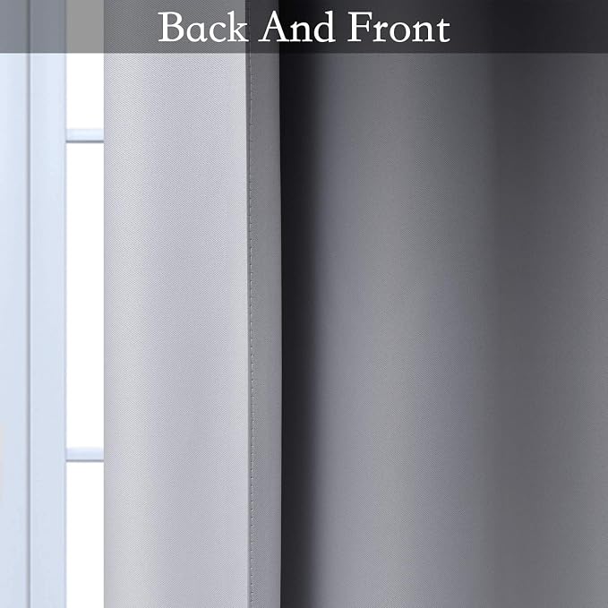 SimpleHome Black to Grey White Ombre Room Darkening Curtains 63 Inch | Curtains for Living Room,Light Blocking Thick Thermal Insulated Grommet Window Curtains Drapes for Bedroom, 2 Panels,52Wx63L
