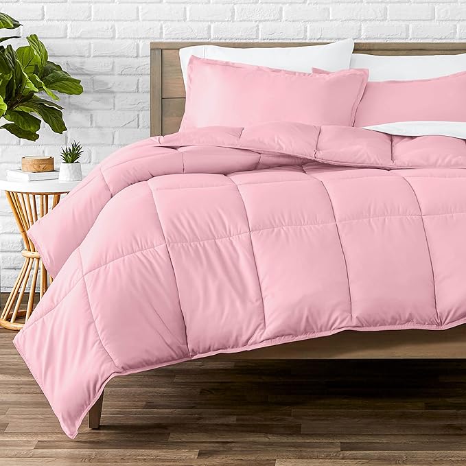 Bare Home Queen Comforter Set - 1800 Ultra Soft (Queen, Light Pink) | All-Season, Breathable, Hypoallergenic, Premium 1800, Warm, Cozy