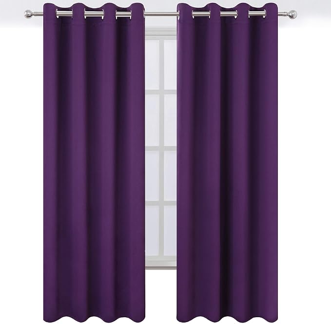 Blackout Curtains 66 x 84 inch/Purple Curtains Set of 2 Panels/Thermal Insulated Room Darkening Bedroom Curtains