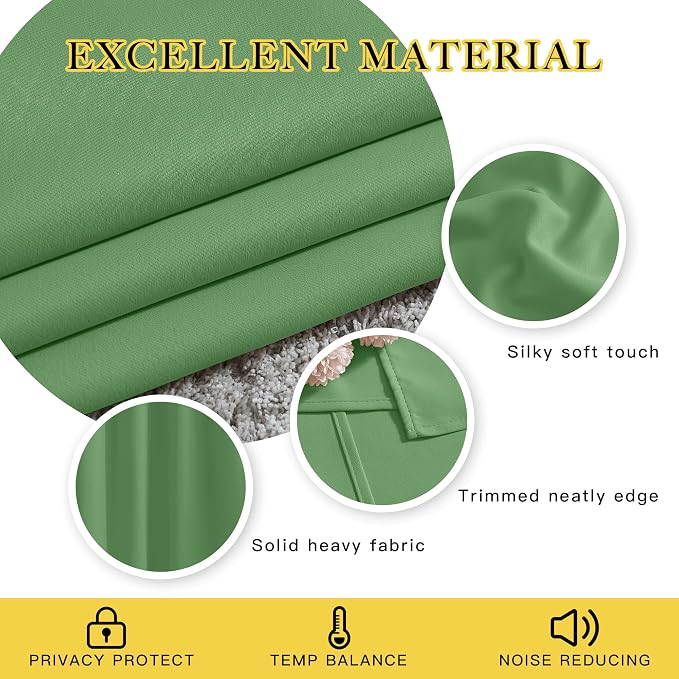 NICETOWN Insulated Blackout Curtains and Drapes - Energy Saving Thermal Insulated Solid Grommet Blackout Draperies for Sliding Glass Door/Patio (1 Pair, W80 x L84, Forest Green)