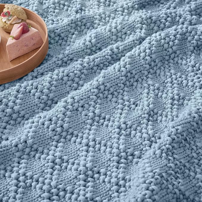 Anysay Knitted Weighted Blanket for Adult,Chunky Knit Throw 60''*80'' 12lbs | Cooling Weighted Blanket for Sleep Breathable Machine Washable Fall Heavy Blanket for Room Decor(Queen）