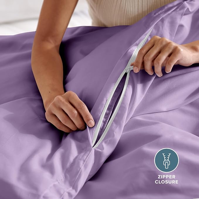 Bare Home Duvet Cover Set 1800 Ultra-Soft (Queen, Lavender) | Lightweight, Cooling, Breathable, Premium 1800 Ultra-Soft, All-Season