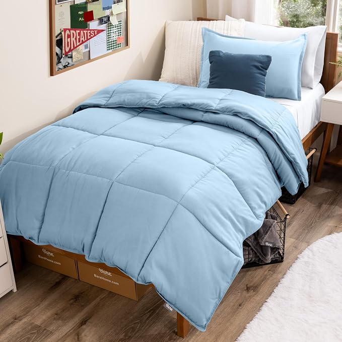 Bare Home Comforter Set - 1800 Ultra Soft (Twin/Twin XL, Light Blue) | All-Season, Breathable, Hypoallergenic, Premium 1800, Warm, Cozy