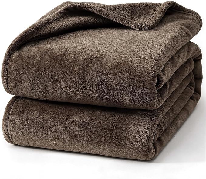 Hansleep Queen Brown Fleece Blanket, Soft Flannel Bed Blanket | Fuzzy Cozy Blanket 90x90 Inches, Multi-use for Bed, Sofa, Couch, Travel, Camping, All Season Warm Lightweight Cover