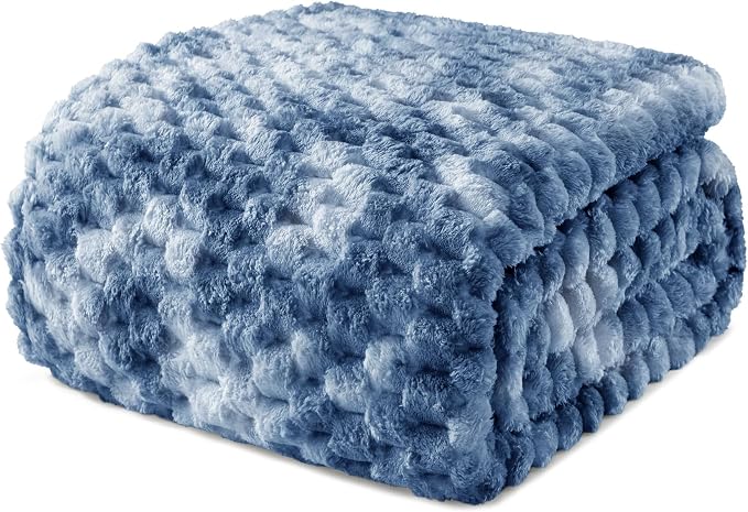 Exclusivo Mezcla 3D Fleece Twin Size Blanket for Bed, Tie-dye Blue | Extra Soft Fuzzy Plush Lightweight Bed Blankets, Cozy Fluffy Decorative Blankets for All Seasons, 90x66 Inches