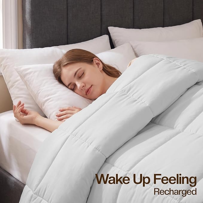 Utopia Bedding Twin Comforter, Duvet Insert, White, 64 x 88 Inches | Soft and Fluffy Down Alternative Bed Comforter, All Season, Breathable, Corner Tabs, Box Stitched, Durable, Machine Washable