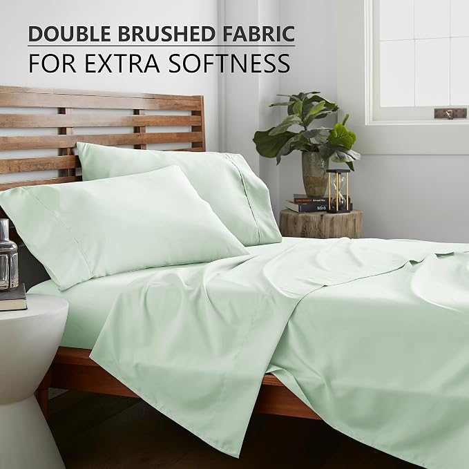 American Home Collection Twin Sheet Set - Ultra-Soft Microfiber 15-Inch Deep Pocket - Wrinkle Free and Fade Resistant (Mint Green)
