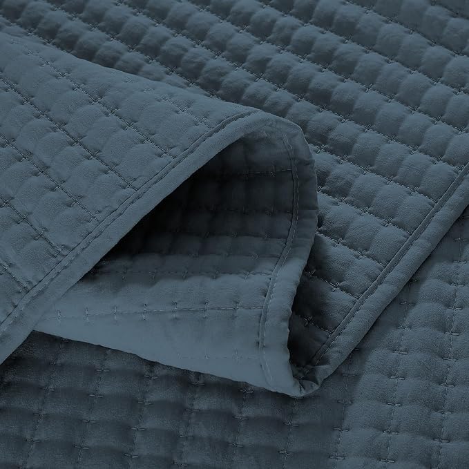 Queen Quilt-Lightweight Navy Blue Bedspreads Queen Size Quilt Bedding Set | Soft Coverlet with 2 Pillow Shams for All Seasons, Suitable for Bed, Couch, 3 Pieces, 90"x94"