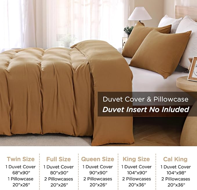 TOCOMOA 100% Muslin Cotton Duvet Cover Set, Burnt Orange, Queen | Linen-Like Texture. Ultra Soft, Breathable, Comfy & Lightweight Fall Bedding Set with Zipper & 8 Ties. 3 Pcs, No Insert