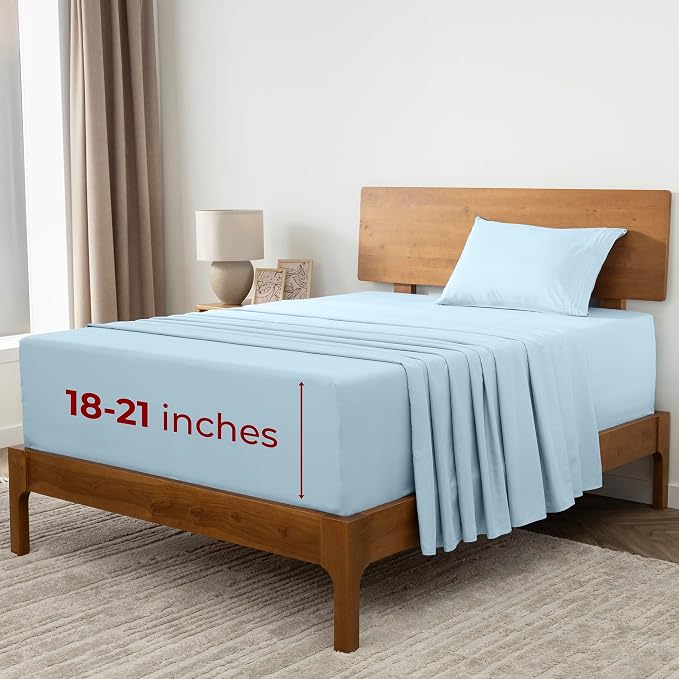 Mellanni Extra Deep Twin XL Sheets - 3 PC Iconic Collection Bedding | Hotel Luxury, Ultra Soft, Cooling Bed Sheets - Wrinkle, Fade, Stain Resistant (Twin Extra Long, Aqua)