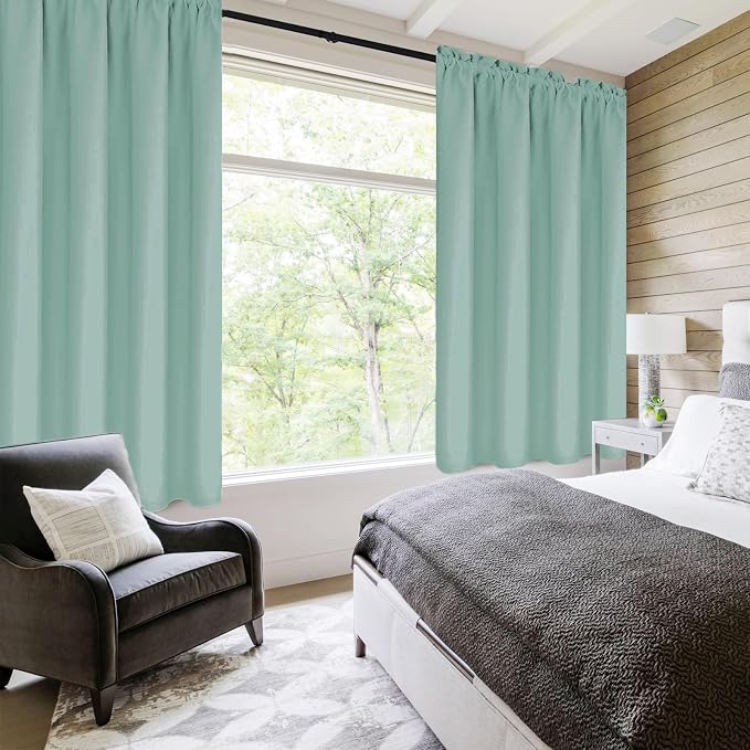 DWCN Blackout Curtains for Bedroom 42 x 54 Inch Long Sage Green 2 Panels | Room Darkening, Thermal Insulated, Light Blocking, Rod Pocket Drapes, Noise Reducing Window Treatments