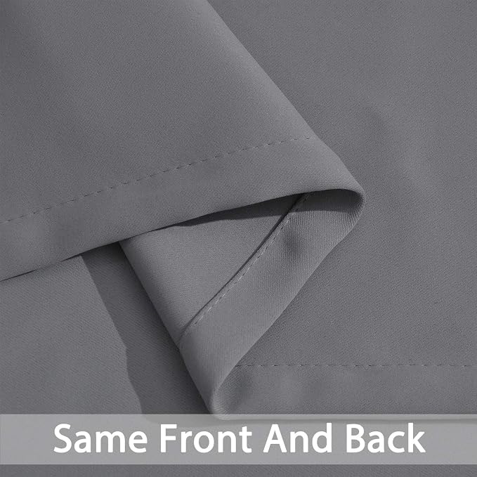 Yakamok Grey Room Darkening Curtains 52x84 inch Gray Grommet-Living Room | 2 panels,blackout window treatment,thermal insulated,light blocking drapes,privacy protection,bedroom study dining room