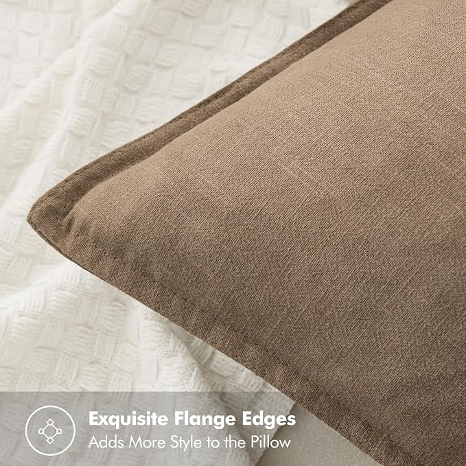 MIULEE Decorative Linen Lumbar Pillow Cover 12x20 Inch Khaki | Fall Autumn Boho Farmhouse Couch Long Throw Pillow for Bed, Pack of 1 Accent Modern Pillowcase, Sofa Livingroom Home Decor