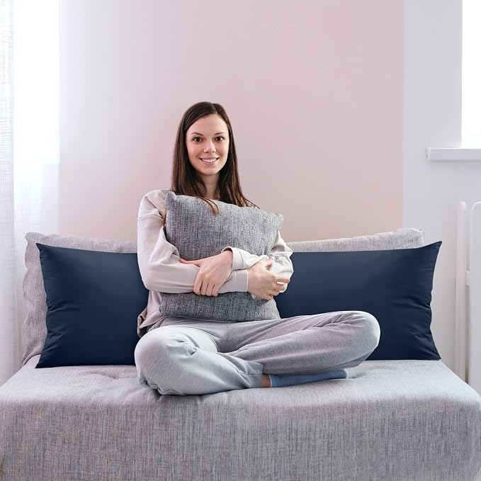 Utopia Bedding Full Body Pillow for Adults (Navy, 20 x 54 Inch), Long Pillow Insert for Sleeping, Ideal for Side Sleepers | Large Body pillows for Adults, Plush Support, Pregnancy Pillow Insert for sleeping, helps maintain body contour, 20x54 inches