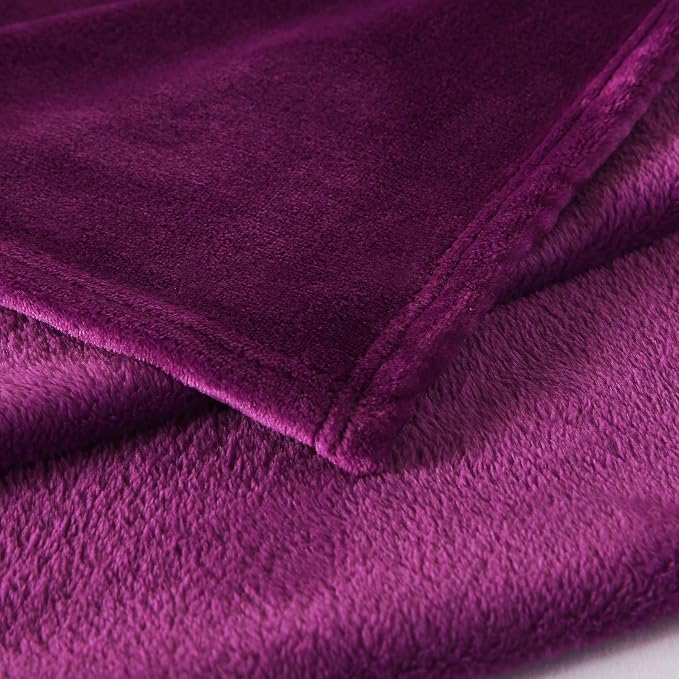 TASTHROW Large Flannel Fleece Throw Blanket, 50×70 Inch | Cozy Lightweight Thick Blanket - All Seasons Suitable for Women, Men and Kids (Two Pack, Purple)