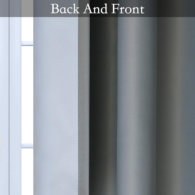 SimpleHome Grey to Grey White Ombre Room Darkening Curtains 63 Inch | Curtains for Living Room,Light Blocking Thick Thermal Insulated Grommet Window Curtains Drapes for Bedroom, 2 Panels,52Wx63L