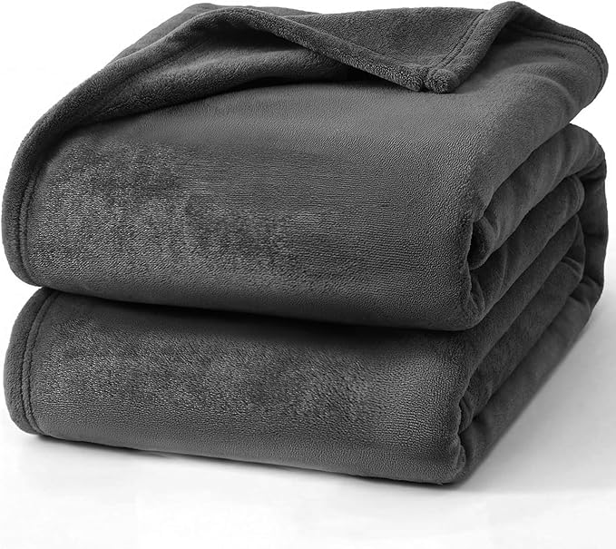 Hansleep Full Dark Grey Fleece Blanket, Soft Flannel Bed Blanket | Fuzzy Cozy Blanket 84x90 Inches, Multi-use for Bed, Sofa, Couch, Travel, Camping, All Season Warm Lightweight Cover