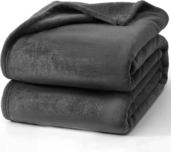 Hansleep King Dark Grey Fleece Blanket, Soft Flannel Bed Blanket | Fuzzy Cozy Blanket 90x108 Inches, Multi-use for Bed, Sofa, Couch, Travel, Camping, All Season Warm Lightweight Cover