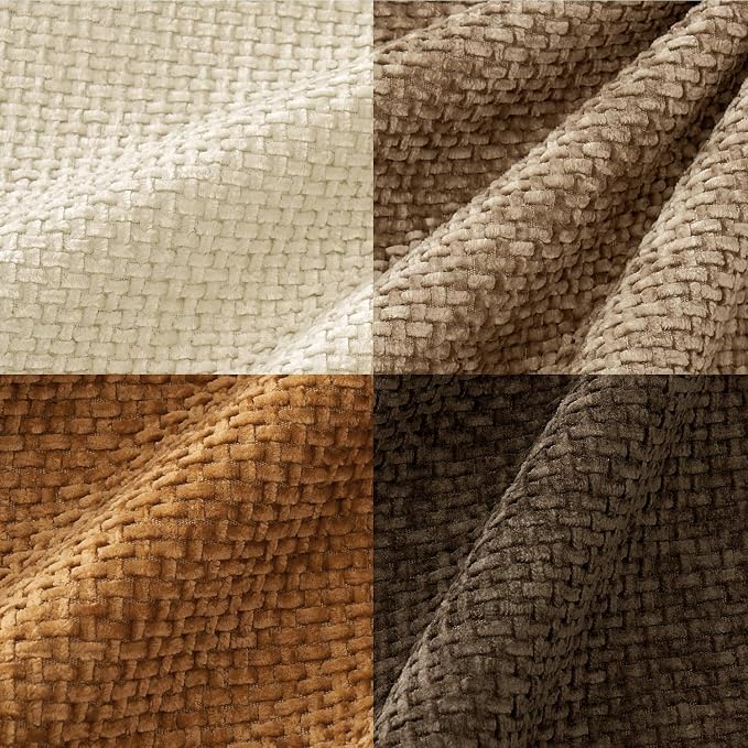 MIULEE Decorative Chenille Fall Euro Pillow Covers Brown 22x22 Pack of 4 | Rustic Home Decor, Layered Brown Collection, Couch Throw Pillows, Farmhouse Boho Cushion Covers for Sofa Bed Living Room