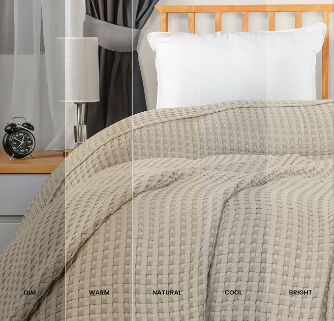 Utopia Bedding 100% Cotton Waffle Blanket Full Size Khaki, 90x84 Inch | Lightweight Breathable Cozy Summer Bed Blanket Home Decor Gift for Women and Men