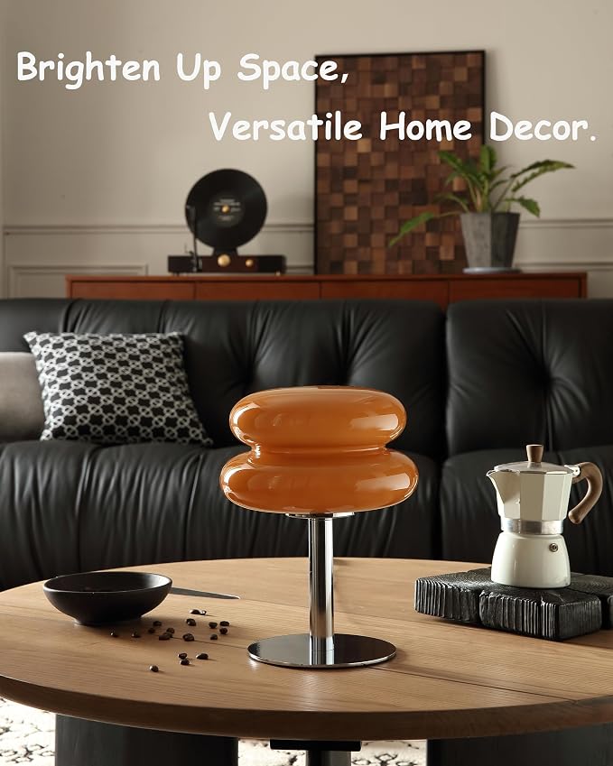 Glivpny Mushroom Table Lamp, Mid Century Modern Decor Lamp (Copper) | Cool Desk Lamps for Bedroom,Vintage Dimmable Bedside Small Cute Lamps, House Warming Gifts New Home Decor