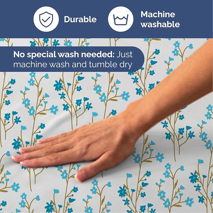 Twin 3 Piece Floral Sheet Set - Soft, Breathable & Cooling - Sea Spring | 1 Flat, 1 Fitted & 1 Pillowcase w/ Deep Pockets, Boho Botanical Floral Bedding, Breathable & Cooling, Wrinkle & Fade Free