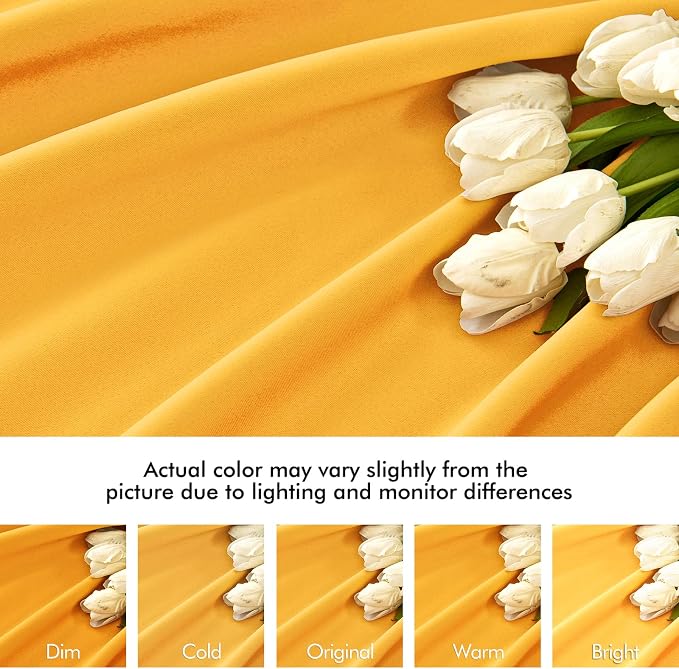 MIULEE Yellow Back Tab Blackout Curtains 52x96 Inch Long 2 Panels Set | Rod Pocket Pinch Pleated, Thermal Insulated, Bedroom Living Room Darkening Drapes, Light Blocking Floor to Ceiling Curtains