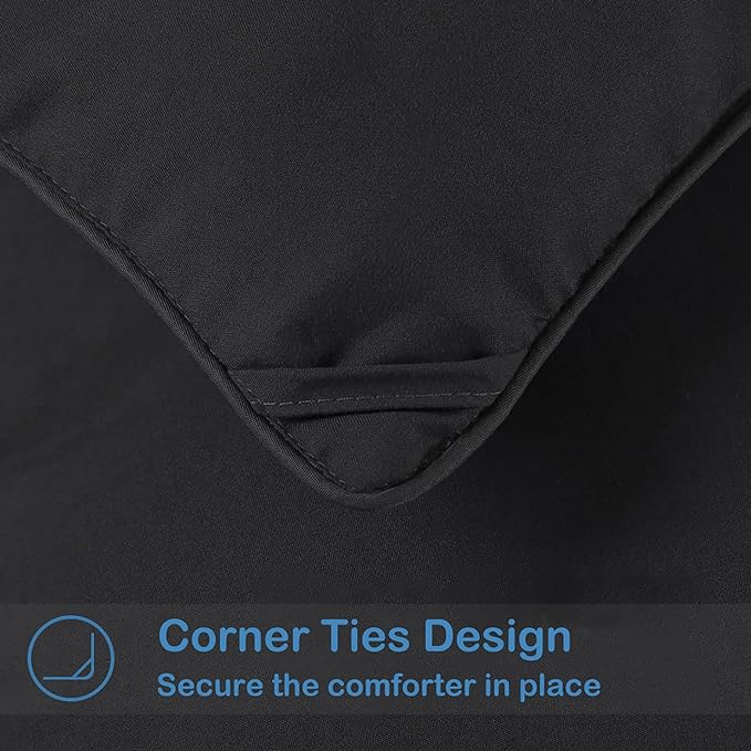 EASELAND California King Down Alternative Comforter, Black, 96x104 | Quilted Duvet Insert for All Seasons, Soft Lightweight Bedding with Corner Tabs, Breathable Machine Washable Hotel Quality