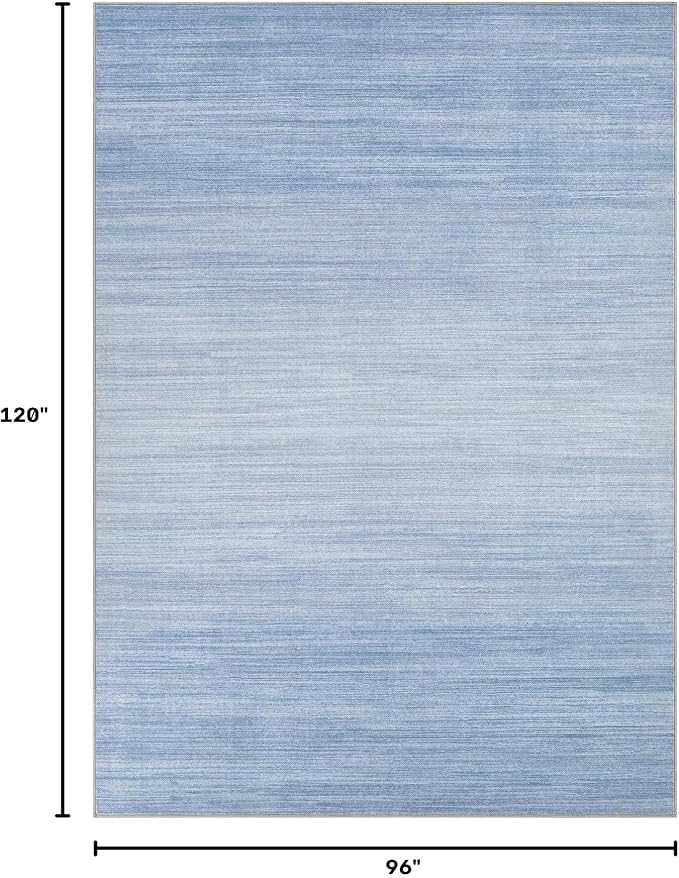 UERMEI 8x10 Washable Area Rug - Neutral Modern Abstract Living Room Rugs, Non-Slip Soft Large Indoor Floor Carpet for Bedroom Home Office & Under Dining Table Decor, Blue
