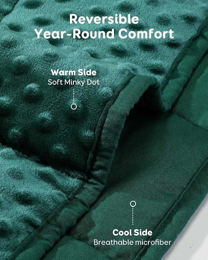 15lbs Weighted Blanket for Adults, 48"x72" Twin Size Heavy Blankets | Soft Raised Minky Dot Texture, Reversible Cooling & Cozy for All Seasons, 7-Layer Design for Even Weight, Machine Washable