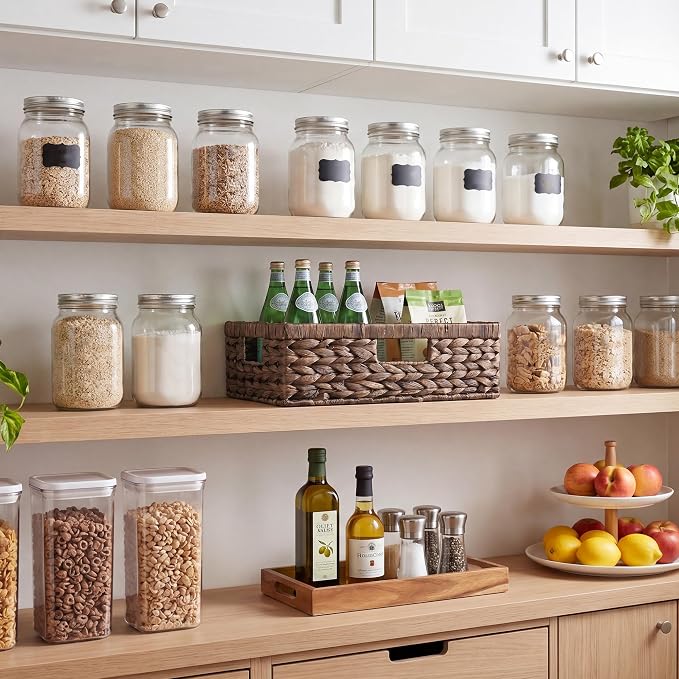 StorageWorks Large Wicker Storage Baskets for Shelves, Brown Baskets,1-Pack | Water Hyacinth Basket, Dark Brown Wicker Basket for Organizing,Pantry Organizers and Storage,Pantry Baskets,15¼" x 11¾" x 4¾"