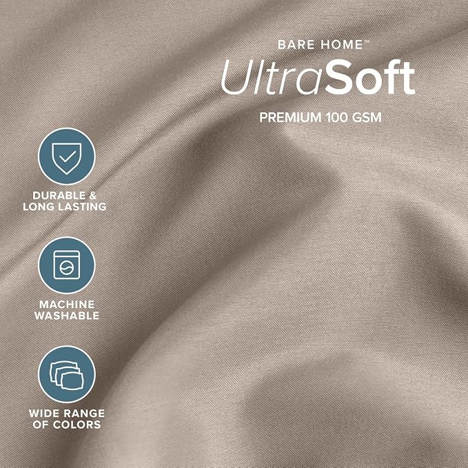 Bare Home Queen Sheet Set - 1800 Ultra-Soft (Queen, Khaki) | Deep Pockets 6 to 15 Inches, Breathable, Hypoallergenic, Hotel Luxury, Easy Fit, Soft, All-Season