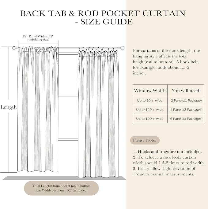 PONY DANCE Blackout Curtains for Bedroom 90 inches Long 2 Panels Set, Thermal Insulated Rod Pocket Black Out Window Drapes, Noise Reducing Window Treatment for Living Room(W52 x L90 inch, Cream)