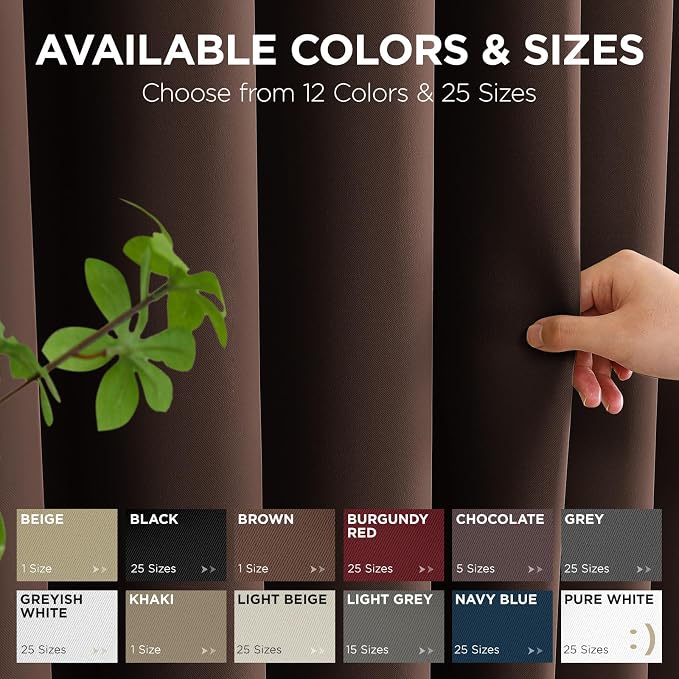 Joydeco Blackout Patio Sliding Door Curtains, Privacy Room Divider Curtains | Extra Wide Thermal Blackout Curtains for Bedroom Living Room, Curtain for Patio Door (Chocolate, 100Wx84L, 1 Panel)