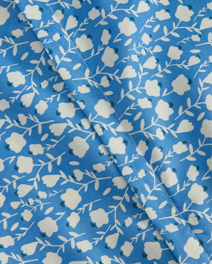 Duvet Cover Cal King Size - Floral Duvet Cover - 3 Piece - Bluefield | Soft Floral Duvet Cover 104 x 98 with 2 Pillow Shams, Zipper Closures & Ties, Floral Bedding for Women, Men, Kids & Teens