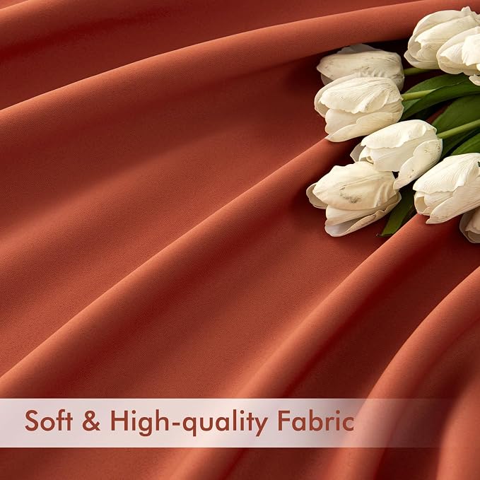MIULEE Fall Burnt Orange Back Tab Blackout Curtains 52"x108" Length 2 Panel | Rod Pocket Pinch Pleated, Thermal Insulated, Room Darkening, Light Blocking, Privacy Curtains for Living Room Bedroom