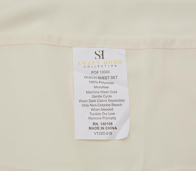 Queen Size Bed Sheets - Breathable Luxury Sheets with Full Elastic & Secure Corner Straps Built In - 1800 Supreme Collection Soft Deep Pocket Bedding, Sheet Set, EXTRA DEEP pocket - Queen, Ivory
