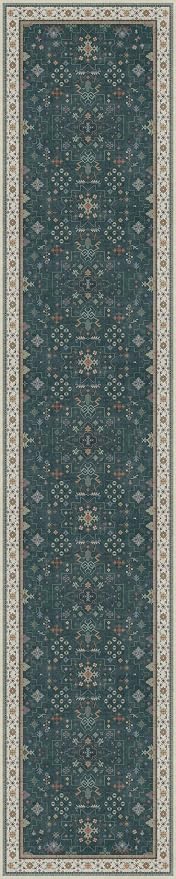 Vintage Dark Green 2x10 Hallway Runner Rug - Modern Boho Eclectic Floral Pastel, Washable Low Pile Non-Slip Extra Long Runner Rugs for Kitchen, Bedroom