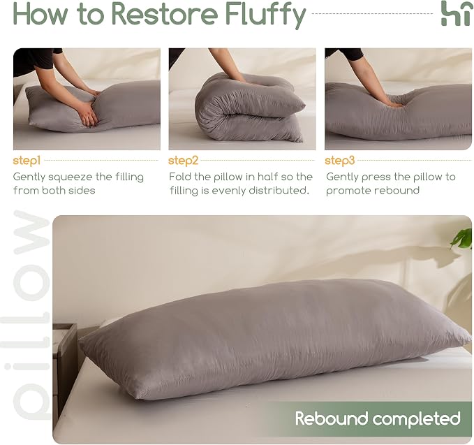 HIGOGOGO Memory Foam Body Pillow, Thickened Large Long Bed Pillow for Adults, Full Body Pillow with Removable Pillow Cover (20x54 Inch), Black