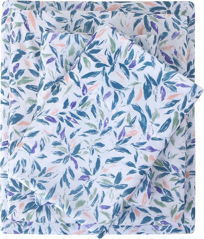 Viviland Floral King Sheet Set - 4 Piece Vintage Deep Green Flower Patterned Bed Sheets - Soft, Breathable Microfiber Sheets with Deep Pocket, Non-Slip Fitted Sheets & Pillowcases