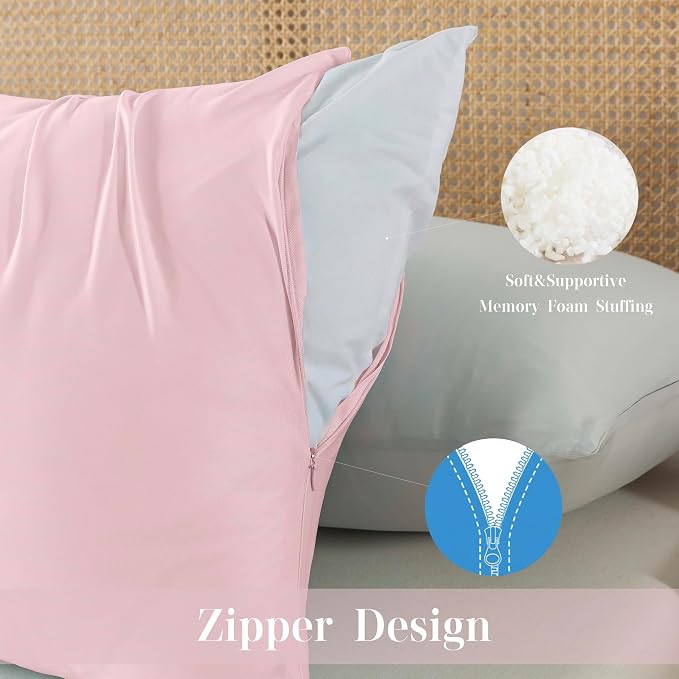 WhatsBedding Memory Foam Body Pillow with Cover, Long Bed Pillow for Adults | Zippered Removable Cooling Cover, Full Body Pillow for Adults, Long Pillow for Sleeping, Ideal for Hot Sleepers