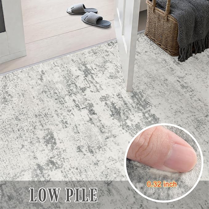 8x10 Area Rug Living Room: Modern Washable Indoor Soft Carpet Gray | For Bedroom Dining Room Farmhouse Nursery Hallway Office,Modern Abstract,Machine washable,Non-Slip,Stain Resistant,Indoor