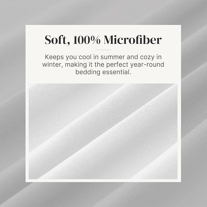 Modern Threads Soft Microfiber Solid Sheets - Luxurious Microfiber Bed Sheets - Includes Flat Sheet, Fitted Sheet with Deep Pockets, & Pillowcases White Twin