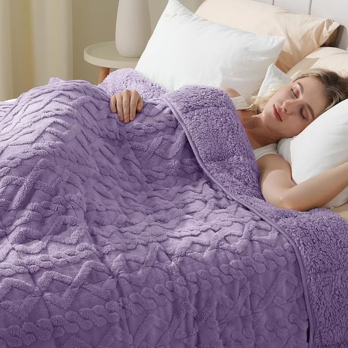 Ultra Soft Sherpa Weighted Blanket for Adults, 60"x80" 15lbs Heavy Blankets | Cozy Comfort for Relaxing Nights, Double-Sided Fluffy Sherpa & Fleece, Double Inner Layers-No Bead Bunching, Even Weight