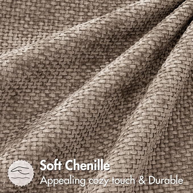 MIULEE Decorative Light Khaki Euro Sham Pillow Covers 24x24 Inch 2 Pack | Modern Boho Accent, Soft Chenille Pillow Covers, Farmhouse Cushion Cases for Home Decor Bed Sofa Living Room