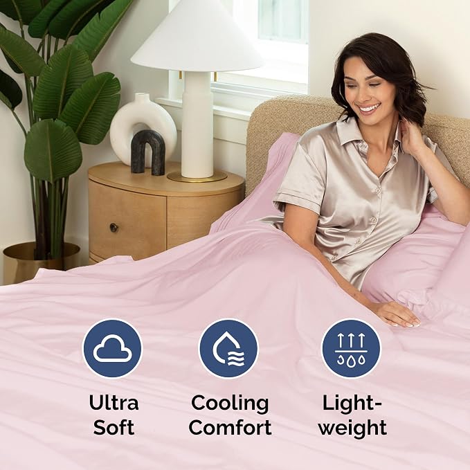 Twin Flat Sheet - Single Top Flat Sheet Only - Cooling - Lavender Pink | Hotel Luxury Top Flat Sheet Only, Ultra-Soft, Breathable & Cooling, Fade & Wrinkle Free, Easy-Care, Stain & Shrink Resistant