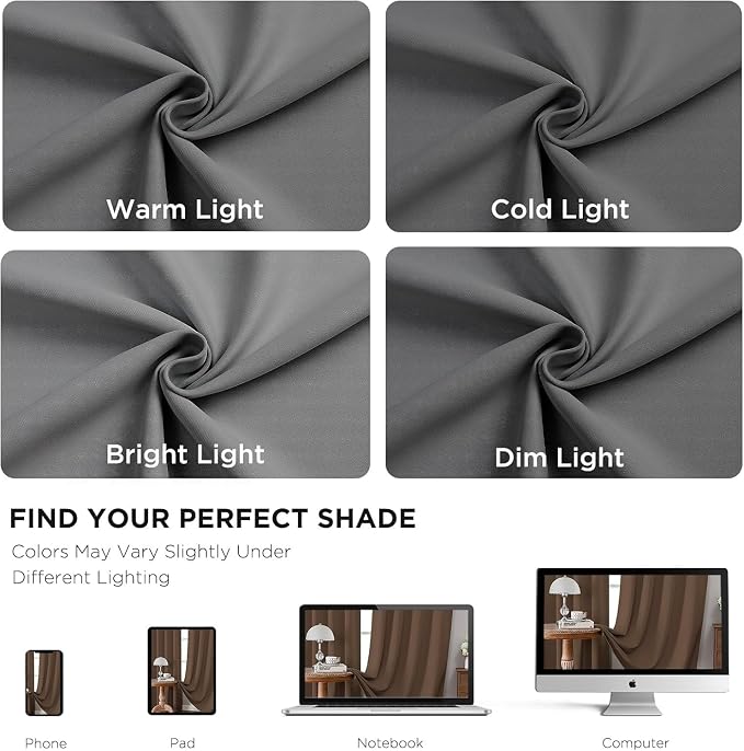 Joydeco Blackout Curtains 108 Inches Long, Thermal Insulated Black Out Curtains 2 Panels Set, Room Darkening Drapes for Living Room Window Rod Pocket Back Tab (W37 x L108 Inch, Light Grey)