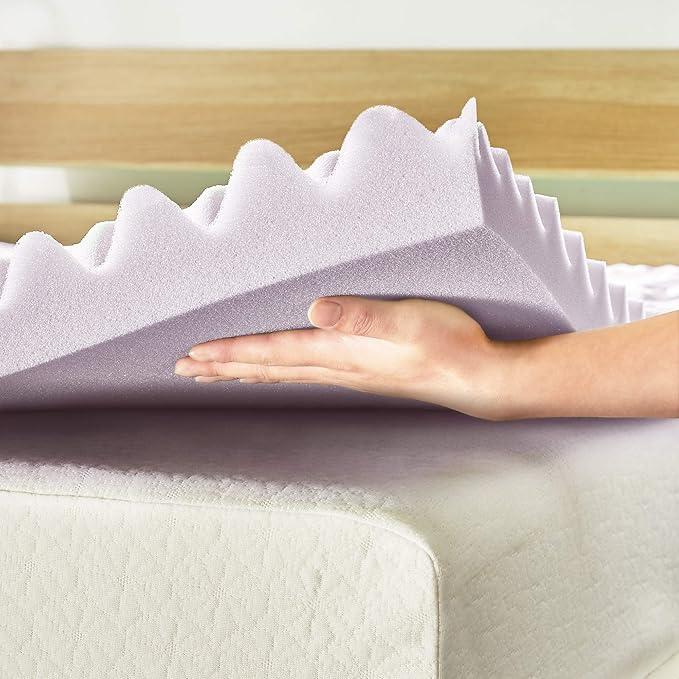 Mellow 3 Inch 5-Zone Memory Foam Mattress Topper, Soothing Lavender Infusion, Dorm Essentials, Queen